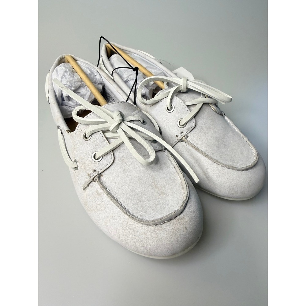 NEW Time and Tru White Boat Shoes Women's Lace Up Casual Loafers Size 7.5 NIB